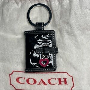 Coach Keychain Photo Book Black With Pink Heart Vintage